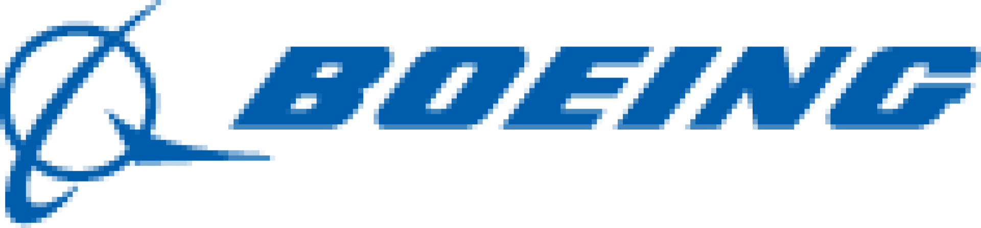 Blaues Boeing-Logo mit einem stilisierten Swoosh-Design links neben dem Wort BOEING in fetten Großbuchstaben auf weißem Hintergrund.