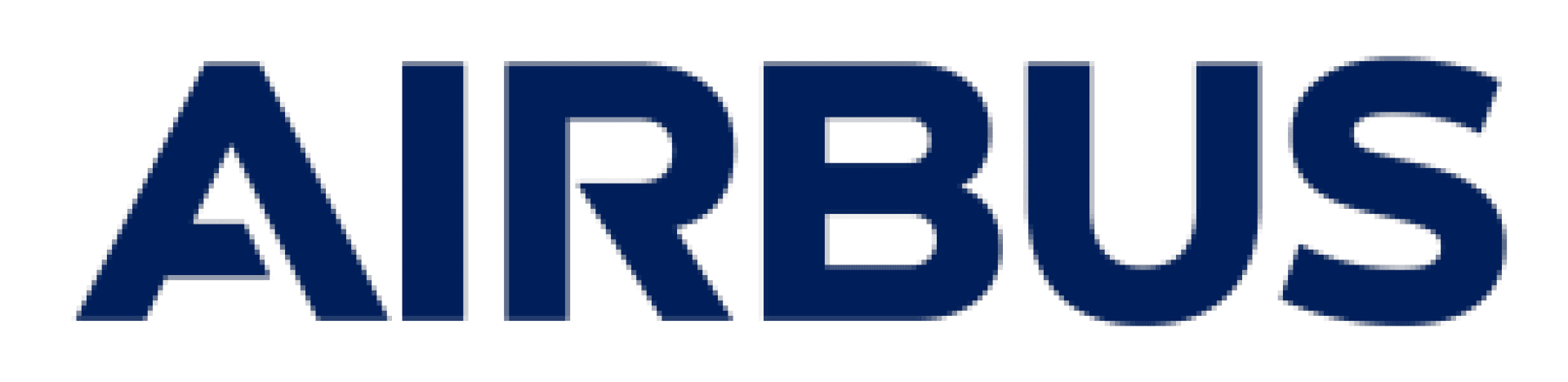 Das Bild zeigt das Airbus-Logo mit dem Wort AIRBUS in fetten, dunkelblauen Großbuchstaben auf weißem Hintergrund.