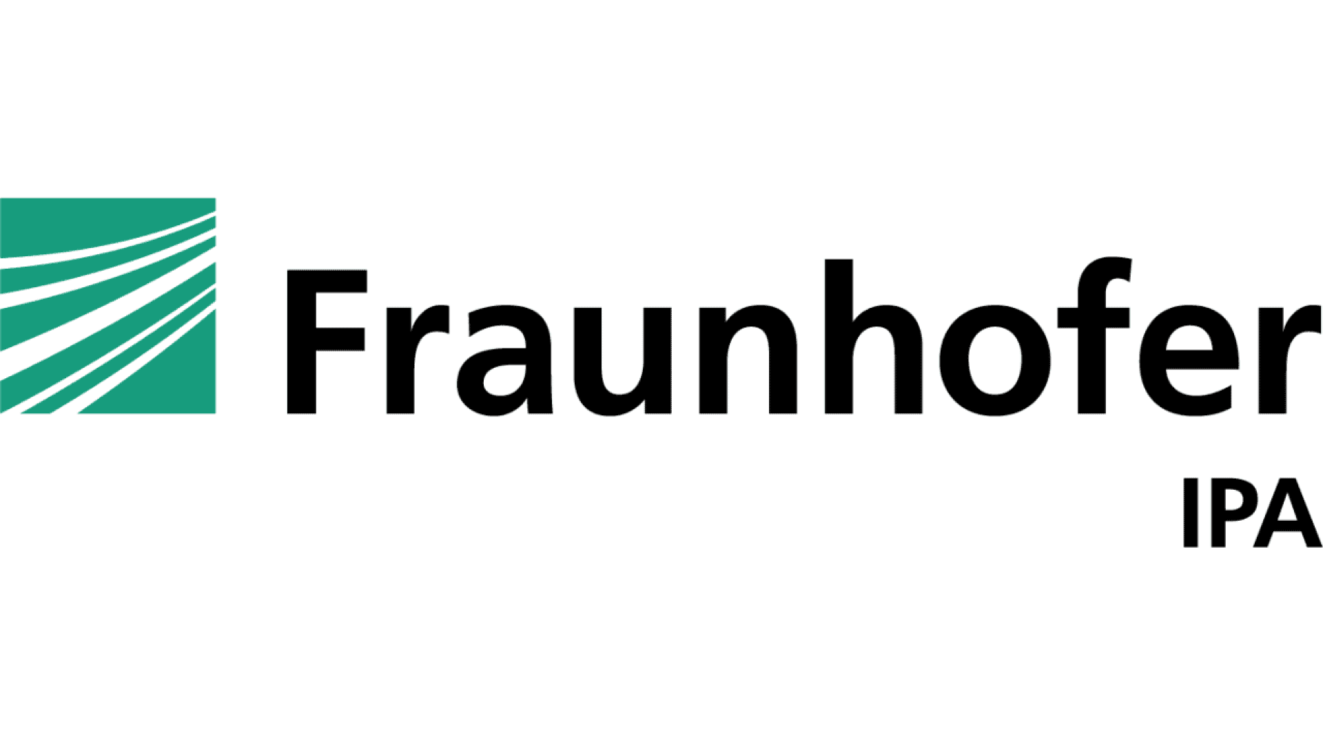 Logo of Fraunhofer IPA, featuring a green square with white diagonal lines on the left and the words Fraunhofer IPA in bold black text on the right.
