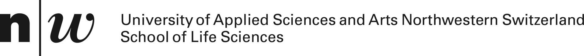 Logo mit n w links, gefolgt vom Text: Fachhochschule Nordwestschweiz Hochschule für Life Sciences auf weißem Hintergrund.