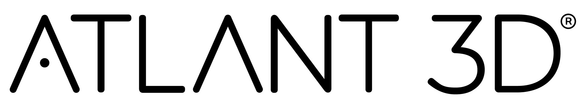 Das Bild zeigt das ATLANT 3D-Logo mit fetten, modernen, schwarzen Buchstaben und einem eingetragenen Markensymbol neben 3D auf weißem Hintergrund.
