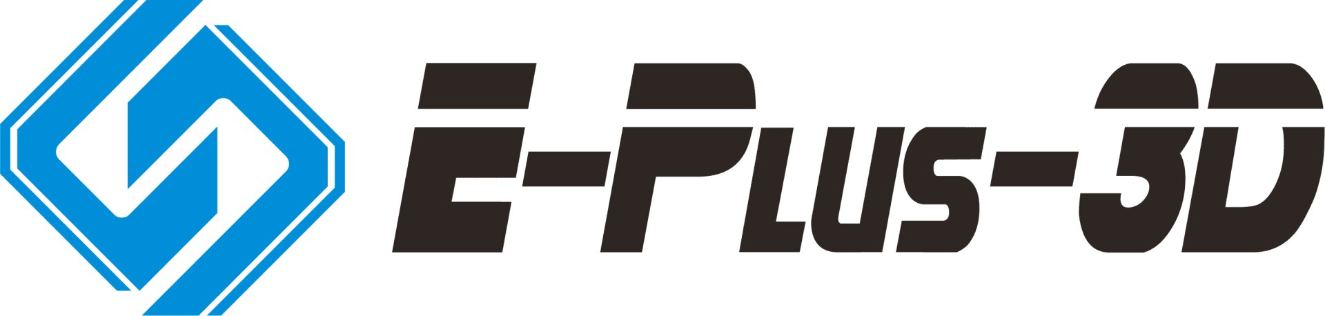 E-Plus-3D-Logo mit einem stilisierten blauen geometrischen Symbol auf der linken Seite und fettgedrucktem schwarzen Text „E-Plus-3D“ auf der rechten Seite.