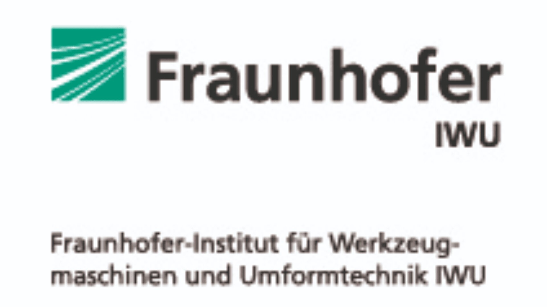Fraunhofer IWU logo featuring a green square with white lines on the left, “Fraunhofer IWU” in bold text, and “Fraunhofer-Institut für Werkzeugmaschinen und Umformtechnik IWU” below.