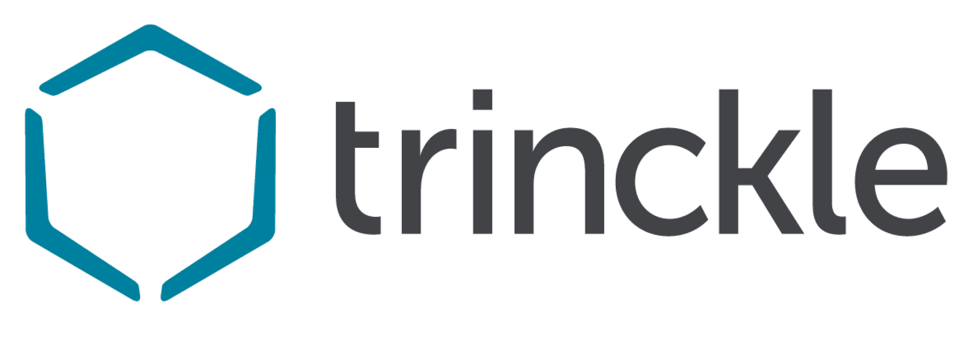Trinckle-Logo mit einer blauen geometrischen Sechseckform auf der linken Seite und dem Wort Trinckle in dunkelgrauen Kleinbuchstaben auf der rechten Seite.
