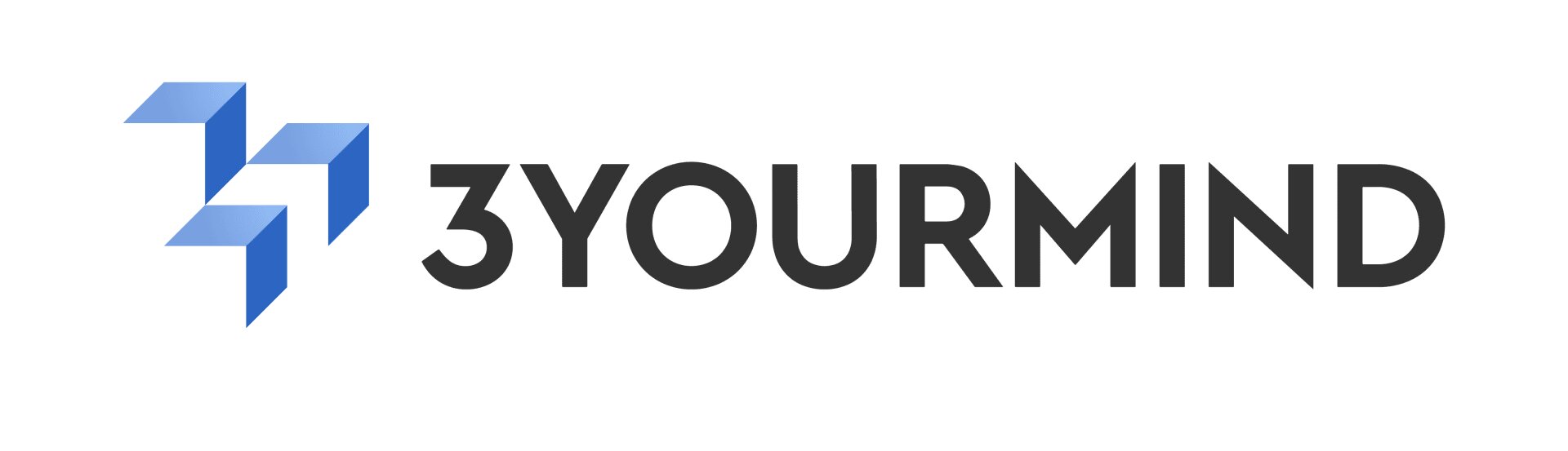 3YOURMIND-Logo mit einem geometrischen blauen 3D-Symbol auf der linken Seite und dem Firmennamen in fetten schwarzen Buchstaben auf der rechten Seite.
