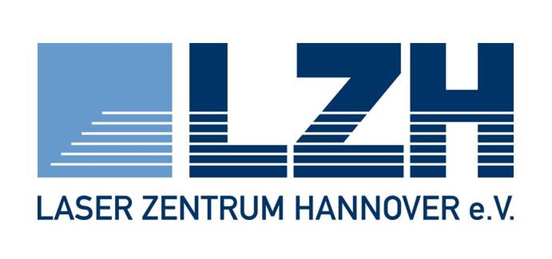 Logo des Laser Zentrum Hannover e.V. (LZH) mit stilisierten blauen Buchstaben LZH mit horizontalen Linien und darunter in blauer Schrift LASER ZENTRUM HANNOVER e.V..