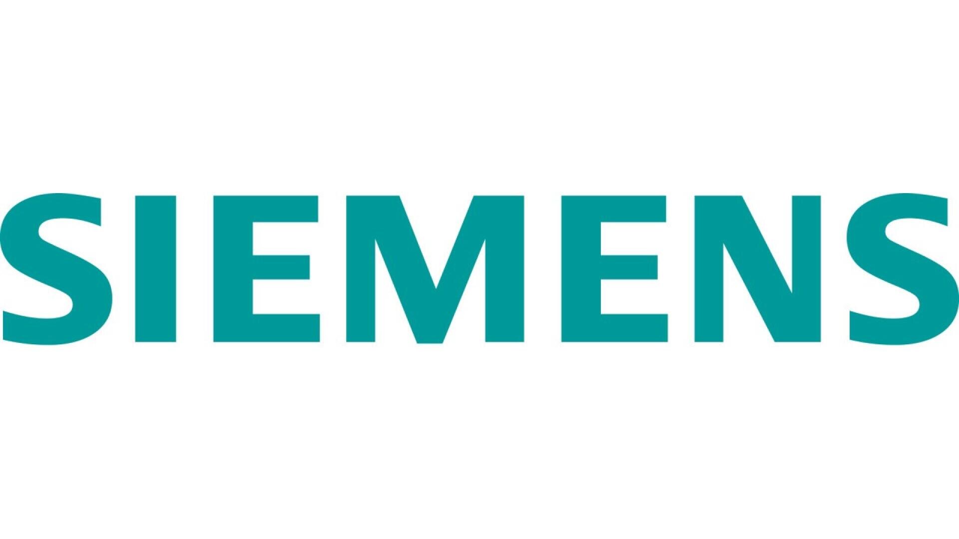 The image shows the SIEMENS logo, with the word SIEMENS in bold, uppercase teal letters on a white background.