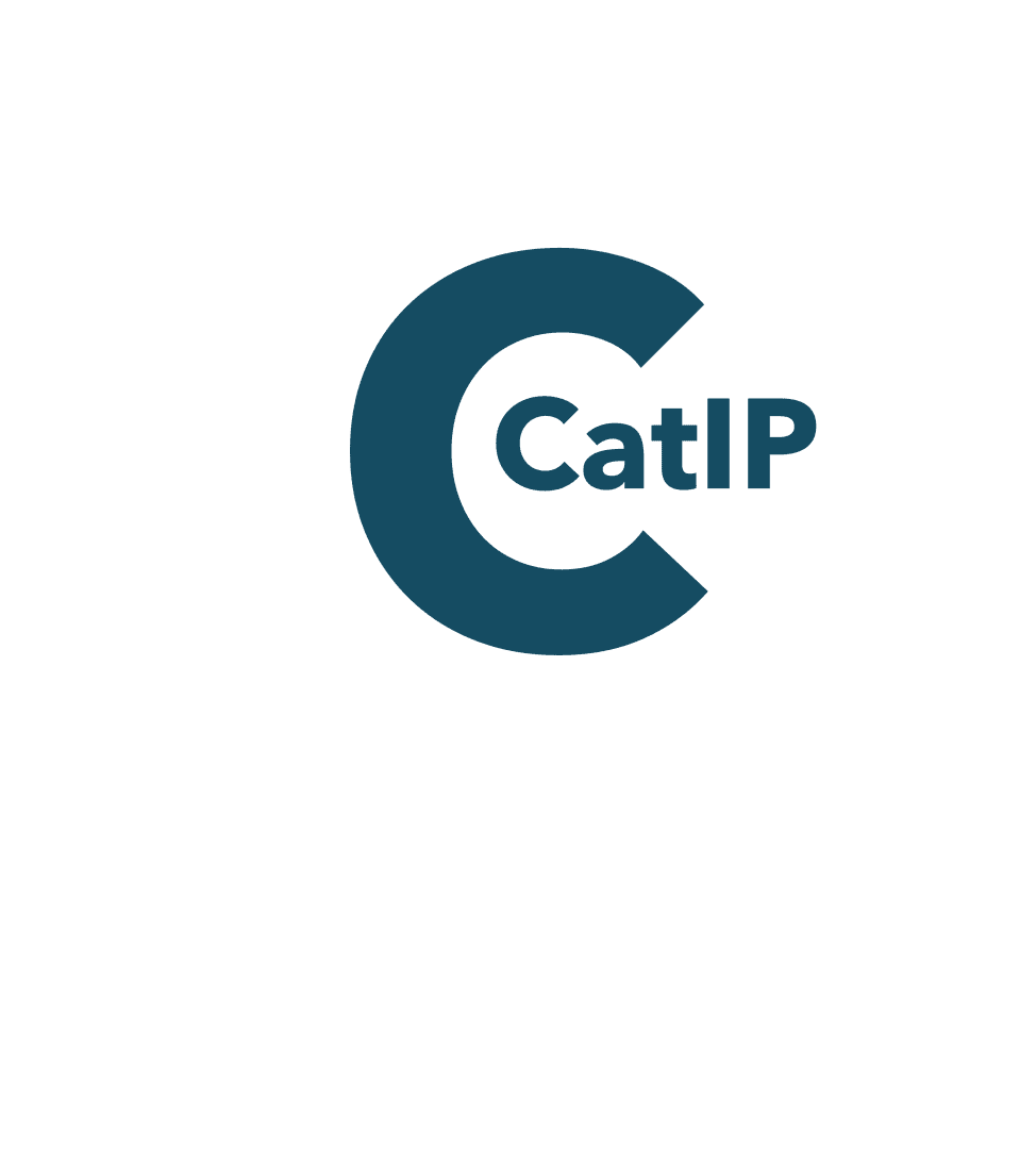 Dunkelblaues Logo mit einem großen Buchstaben C, der das Wort CatIP umgibt, vor einem transparenten Hintergrund.