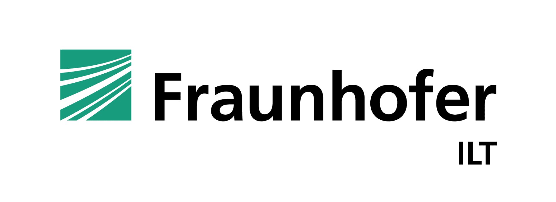 Das Logo des Fraunhofer ILT: ein grünes Quadrat mit weißen diagonalen Linien auf der linken Seite, daneben das Wort Fraunhofer in fetten schwarzen Buchstaben; darunter und rechts steht in kleinerer Schrift ILT.