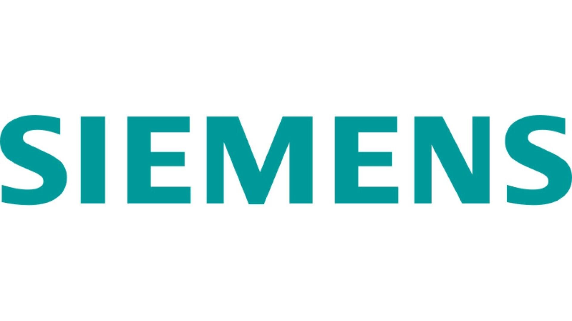 The image shows the Siemens logo with the word SIEMENS written in bold, teal capital letters on a white background.