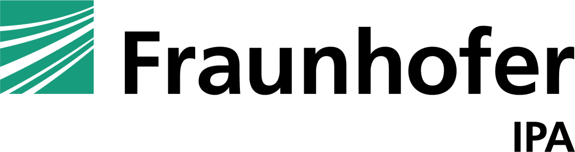Fraunhofer IPA-Logo mit einem grünen Quadrat und weißen stilisierten Linien auf der linken Seite und dem Schriftzug Fraunhofer IPA in fetter schwarzer Schrift auf der rechten Seite.