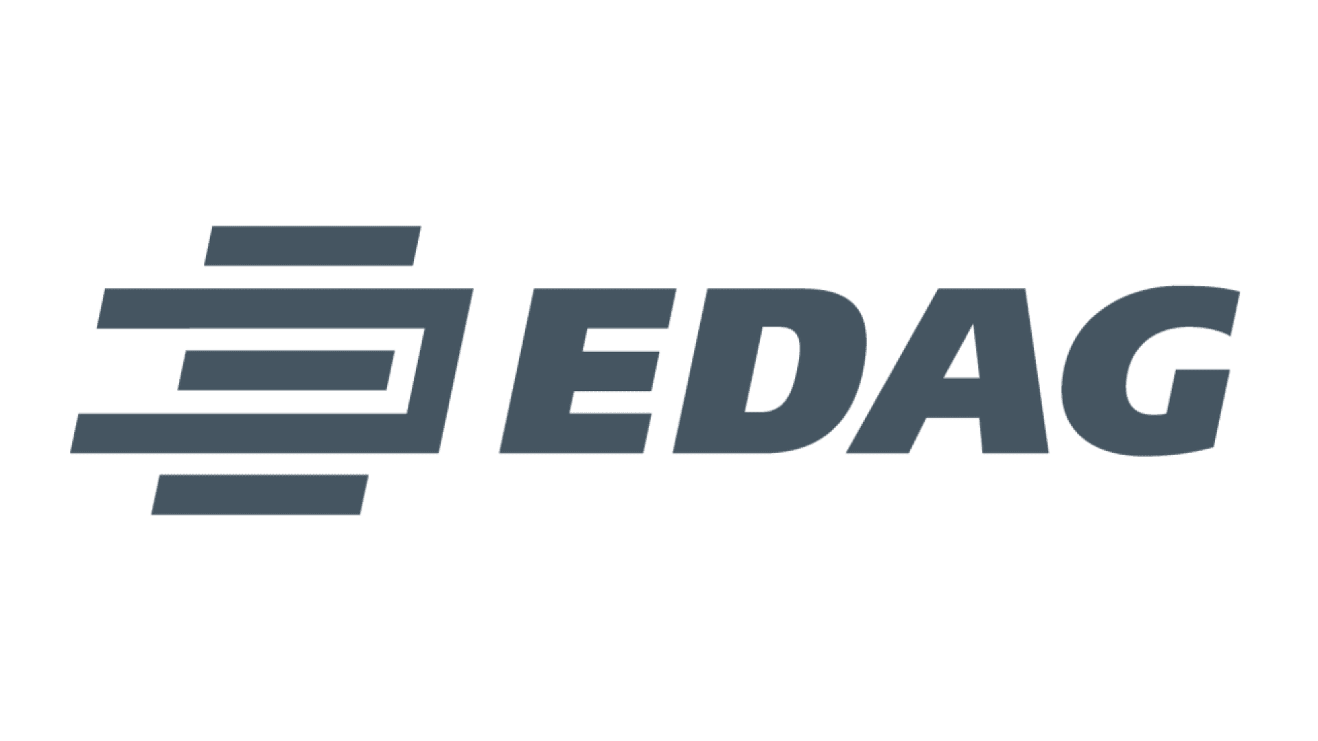 The EDAG logo, featuring three horizontal, stylized lines to the left of the bold, capitalized word EDAG in dark gray on a white background.