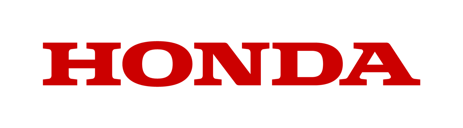 Das Bild zeigt das Wort HONDA in fetten, roten Großbuchstaben auf weißem Hintergrund.